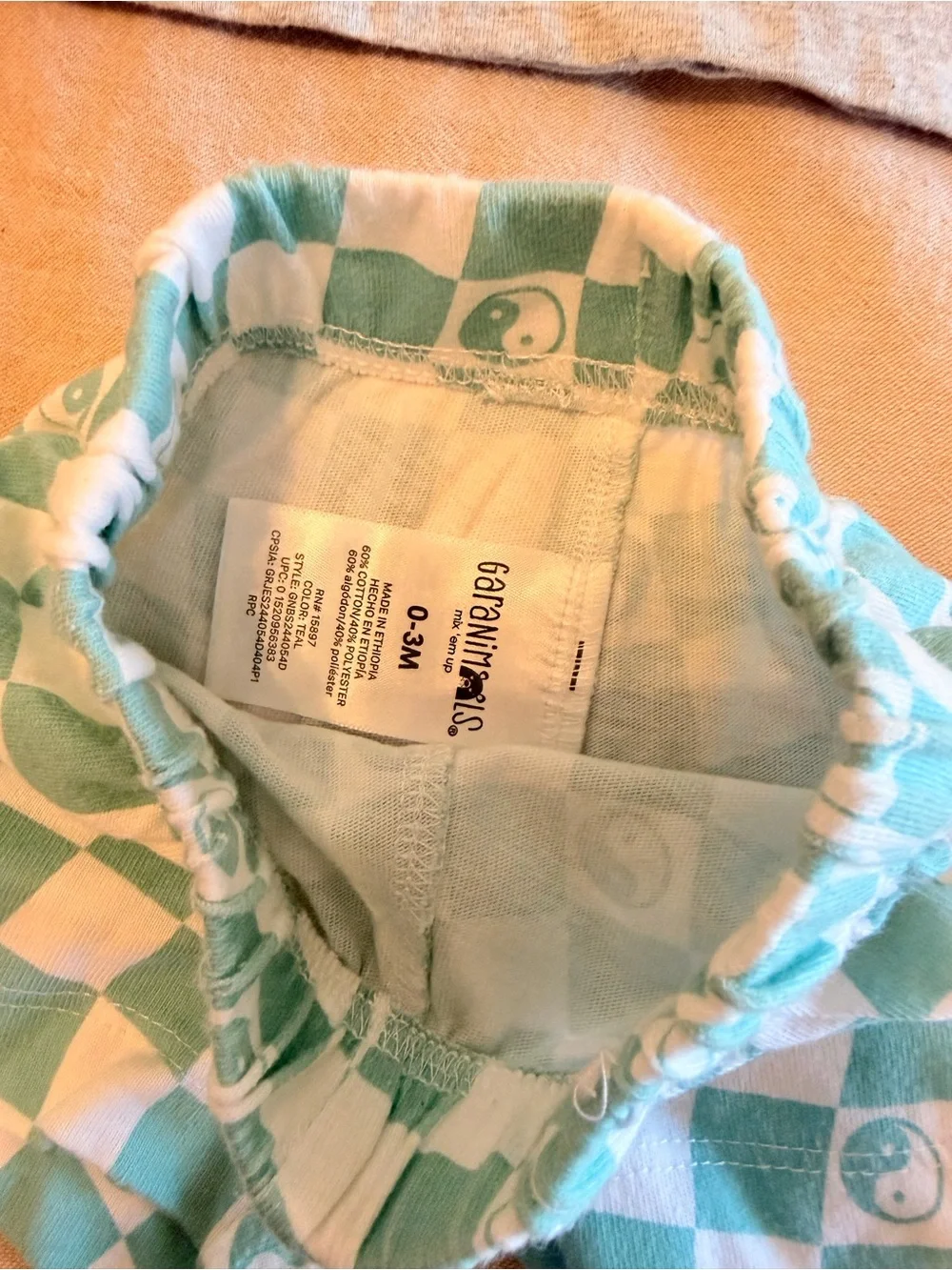 Garanimals Gray Tee with Teal Checkered Yin-Yang Shorts Set
